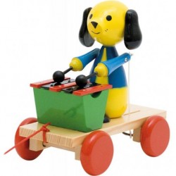 Traukiamas žaisliukas - šuniukas su ksilafonu